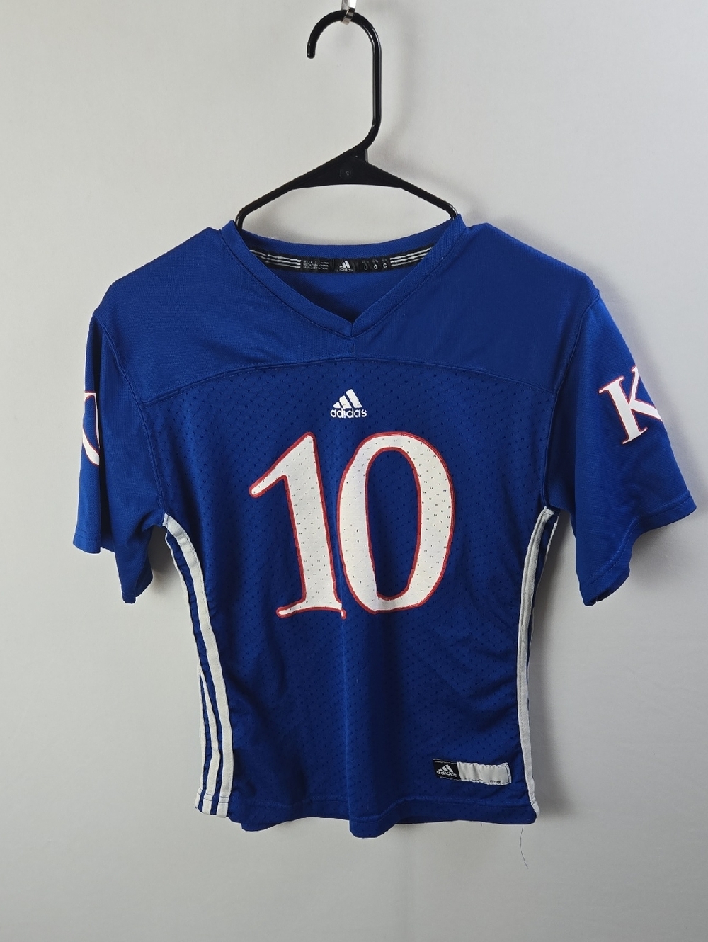 Adidas Kansas Jayhawk #10 Team Royal Mesh Football Jersey Kids Sz L